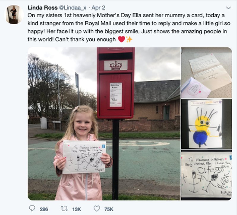 Ella Lennon postade brev till himlen